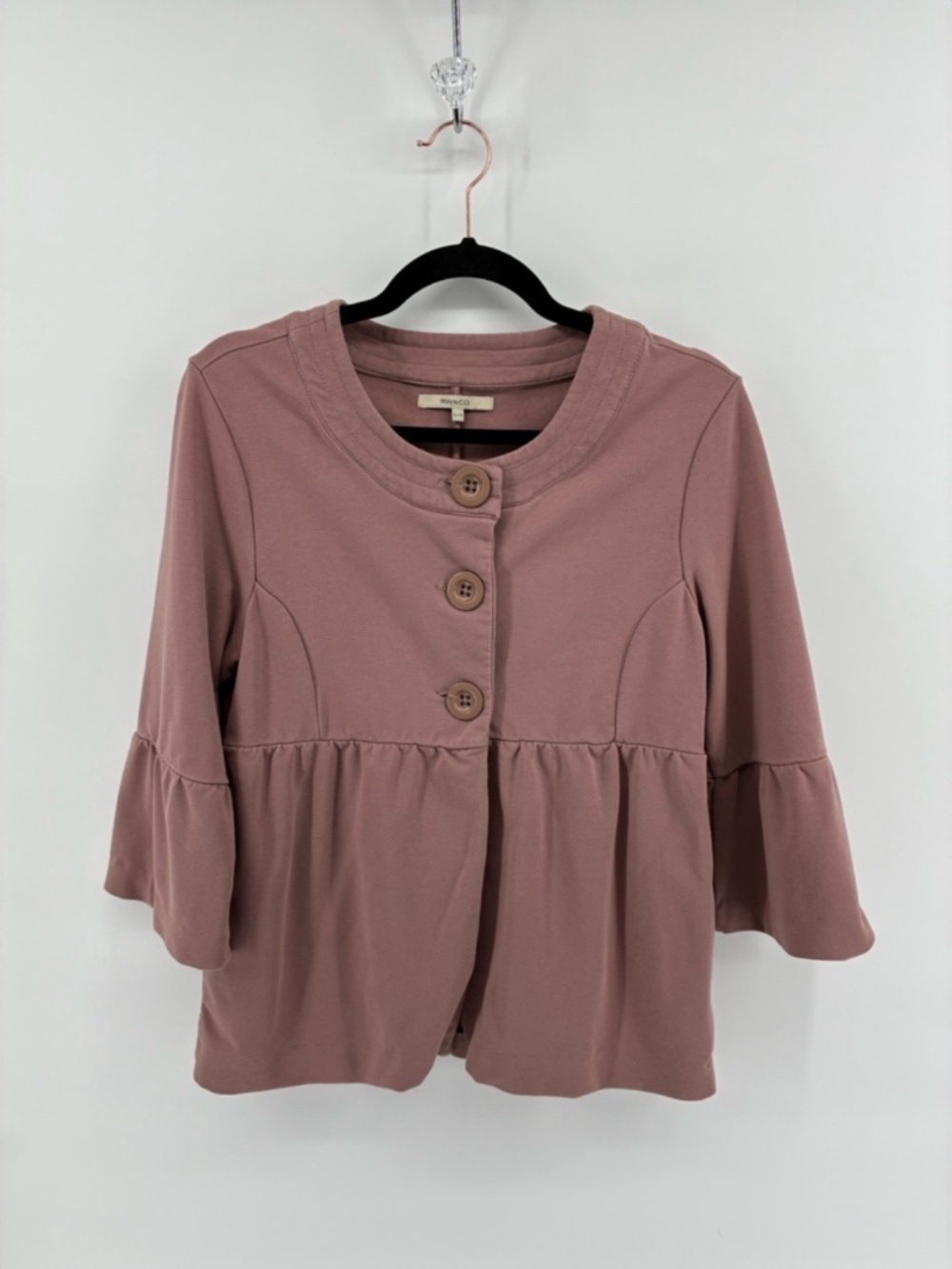 Lavender Pink Mauve Button-Front Peplum Jacket